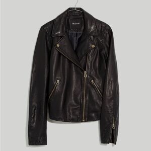 Madewell Washed Leather Motorcycle Jacket: Brass Hardware Edition